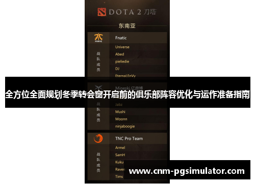 全方位全面规划冬季转会窗开启前的俱乐部阵容优化与运作准备指南